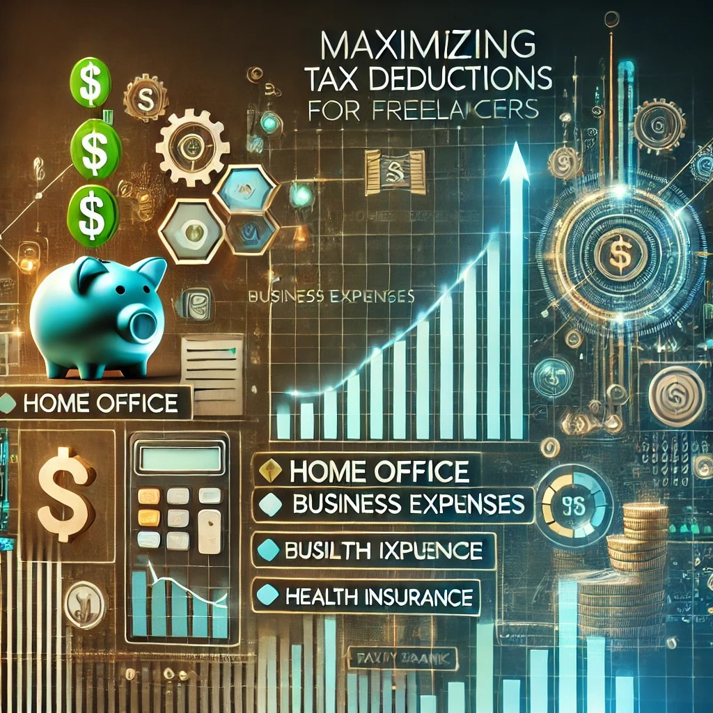 DALL·E 2024-09-02 16.01.44 - A detailed image representing the future outlook of maximizing tax deductions for freelancers. The image features a futuristic financial dashboard wit