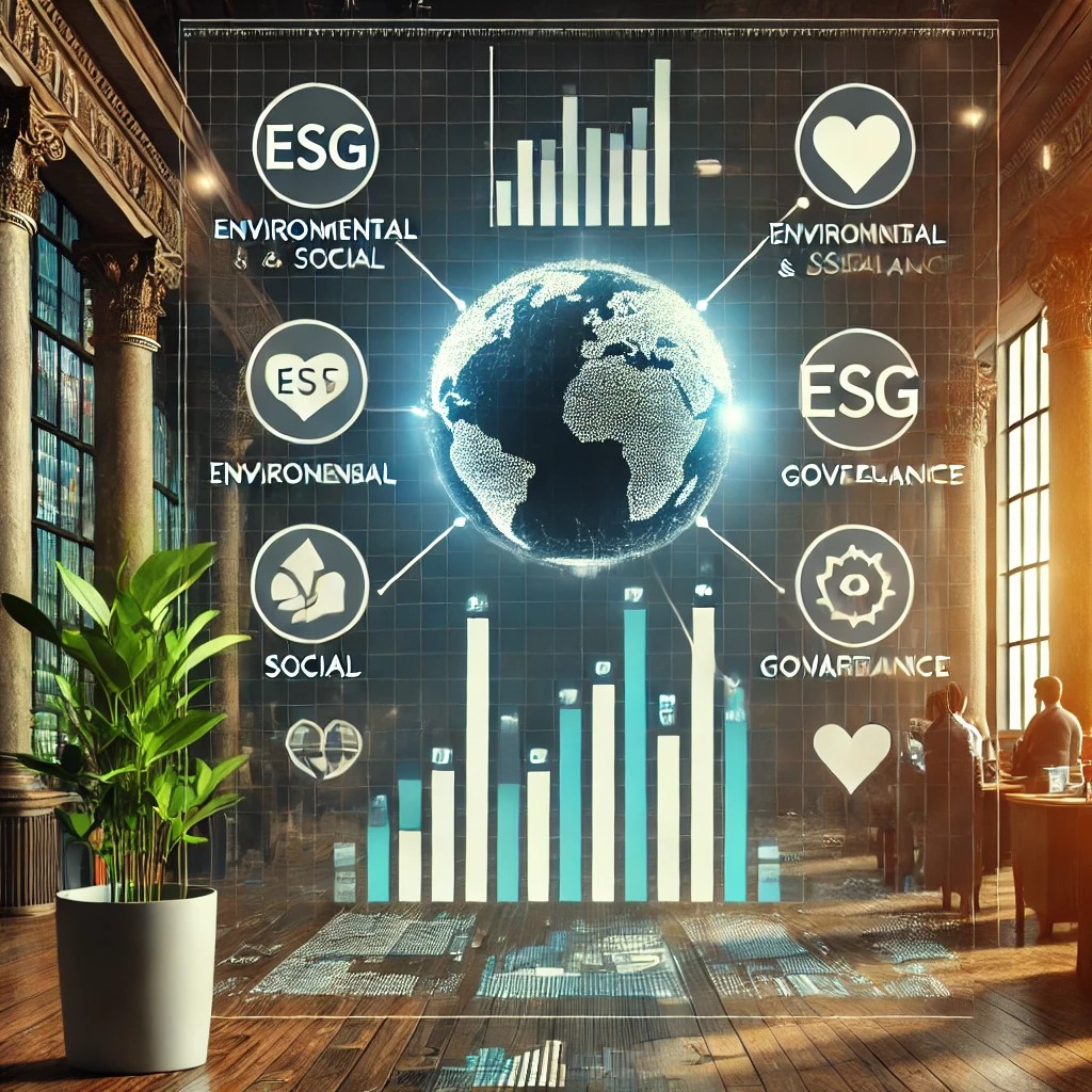 DALL·E 2024-10-21 22.37.51 - A visual representation of a sustainable investment portfolio with ESG-focused stocks. The image should show a modern, clean portfolio design with ind