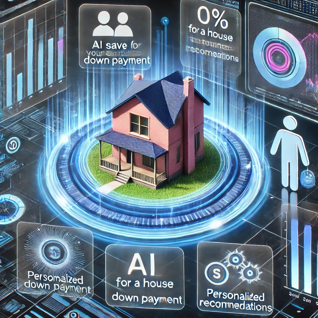 DALL·E 2024-11-20 22.06.34 - A futuristic depiction of AI-driven financial tools helping save for a house down payment, featuring holographic charts, personalized recommendations,